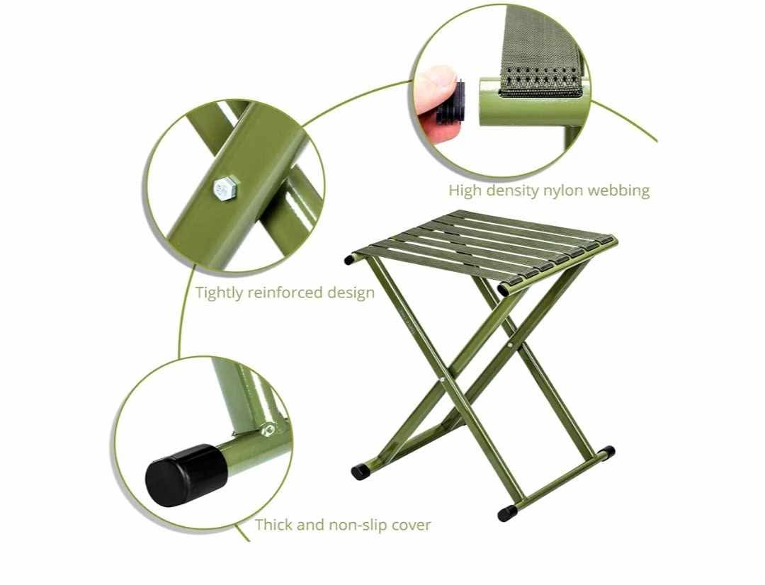 TRIPLE TREE Folding Stool 17.8" Height Heavy Duty Camping Stool Outdoor Portable Chair Hold up to 600 lbs - Image 8