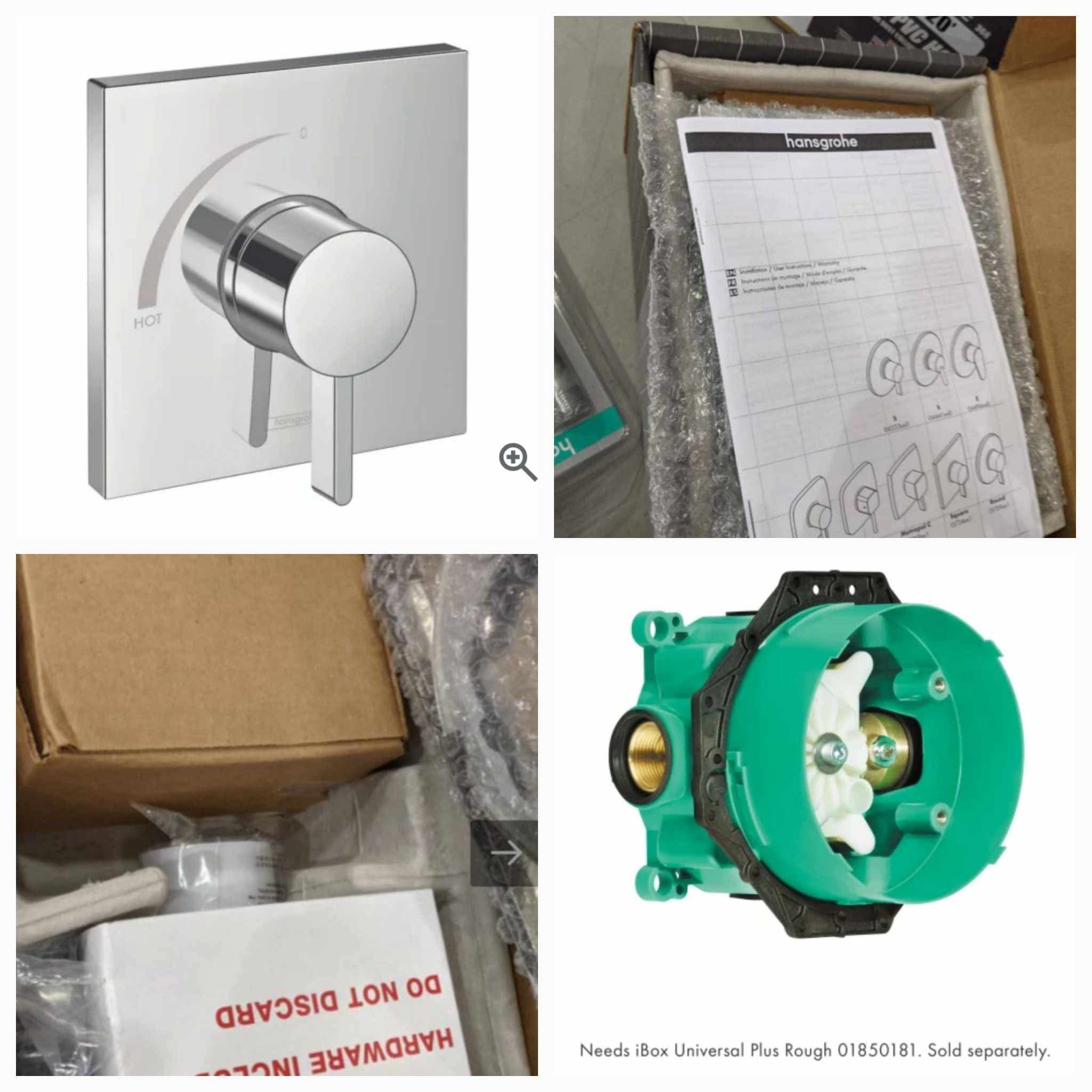 Hansgrohe Ecostat Square Modern Pressure Balance Shower Valve Trim in Chrome, 15724001 - Image 4