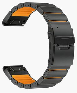 Lightweight Titanium Silicone Watch Band for Garmin Fenix 8 / Tactix 8 / epix Pro/Enduro, Elevate Dual-Layer Wrist Strap with Flip-Lock Folding Clasp