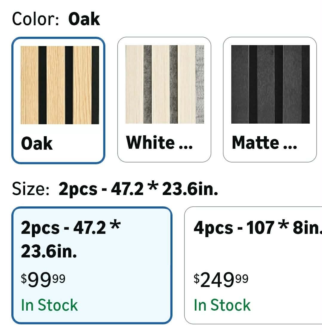 2 Wood Slat Acoustic Panels for Wall and Ceiling - 3D Fluted Sound Absorbing Panel with Wood Finish - Oak, 2pk - Image 2