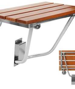 Folding Shower Seat Wall Mounted, Foldable Shower Bench for Small Spaces, 400lb Capacity, 17"