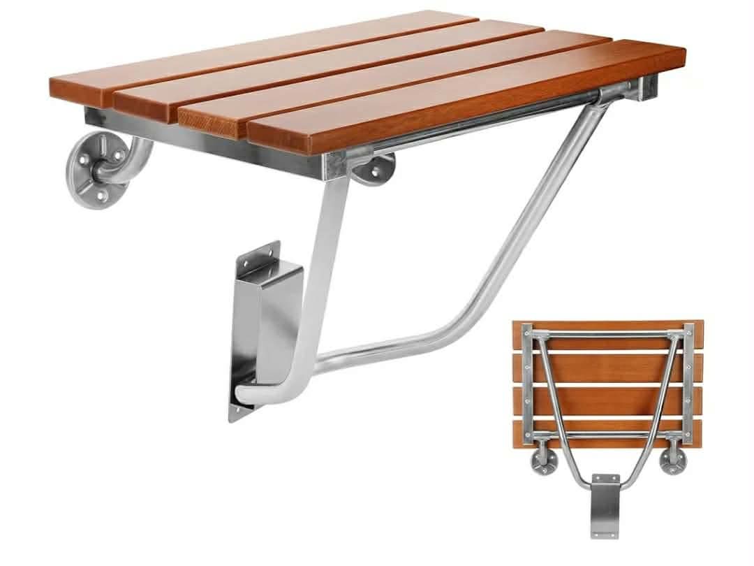 Folding Shower Seat Wall Mounted, Foldable Shower Bench for Small Spaces, 400lb Capacity, 17"