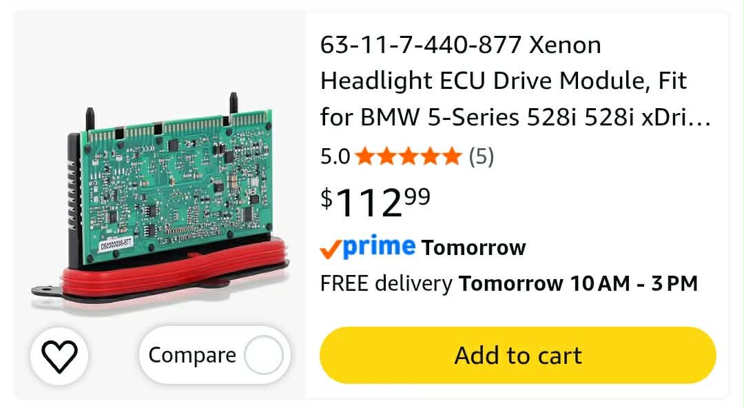 63-11-7-440-877 Xenon Headlight ECU Drive Module, Fit for BMW, Control TMS Module Unit - Image 2
