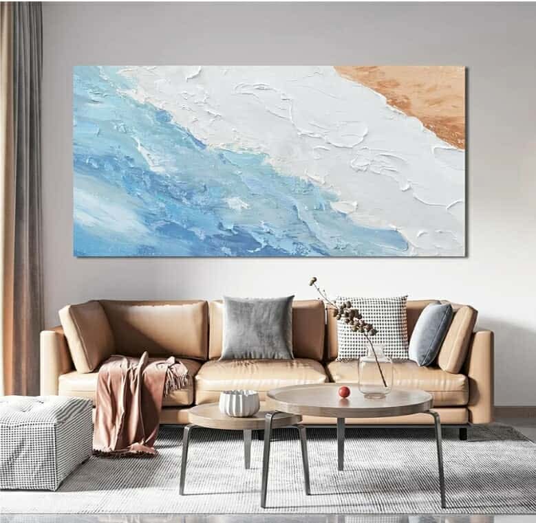 Large Modern Abstract Wall Art Prints White Blue Aesthetic Wall Art Artwork for Walls Home Office Wall Decor 29"X58" - Image 8