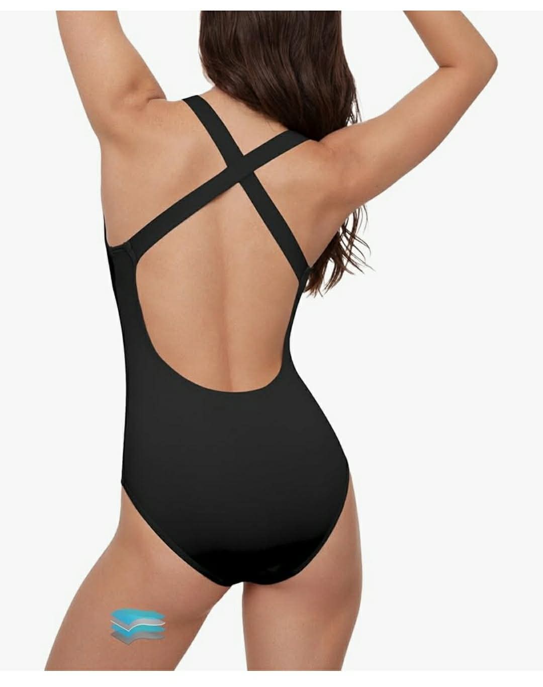 Beautikini Period Swimwear One Piece Backless Menstrual Swimsuit Crisscross Training Leakproof Bathing Suit for Girls Women, Small - Image 3