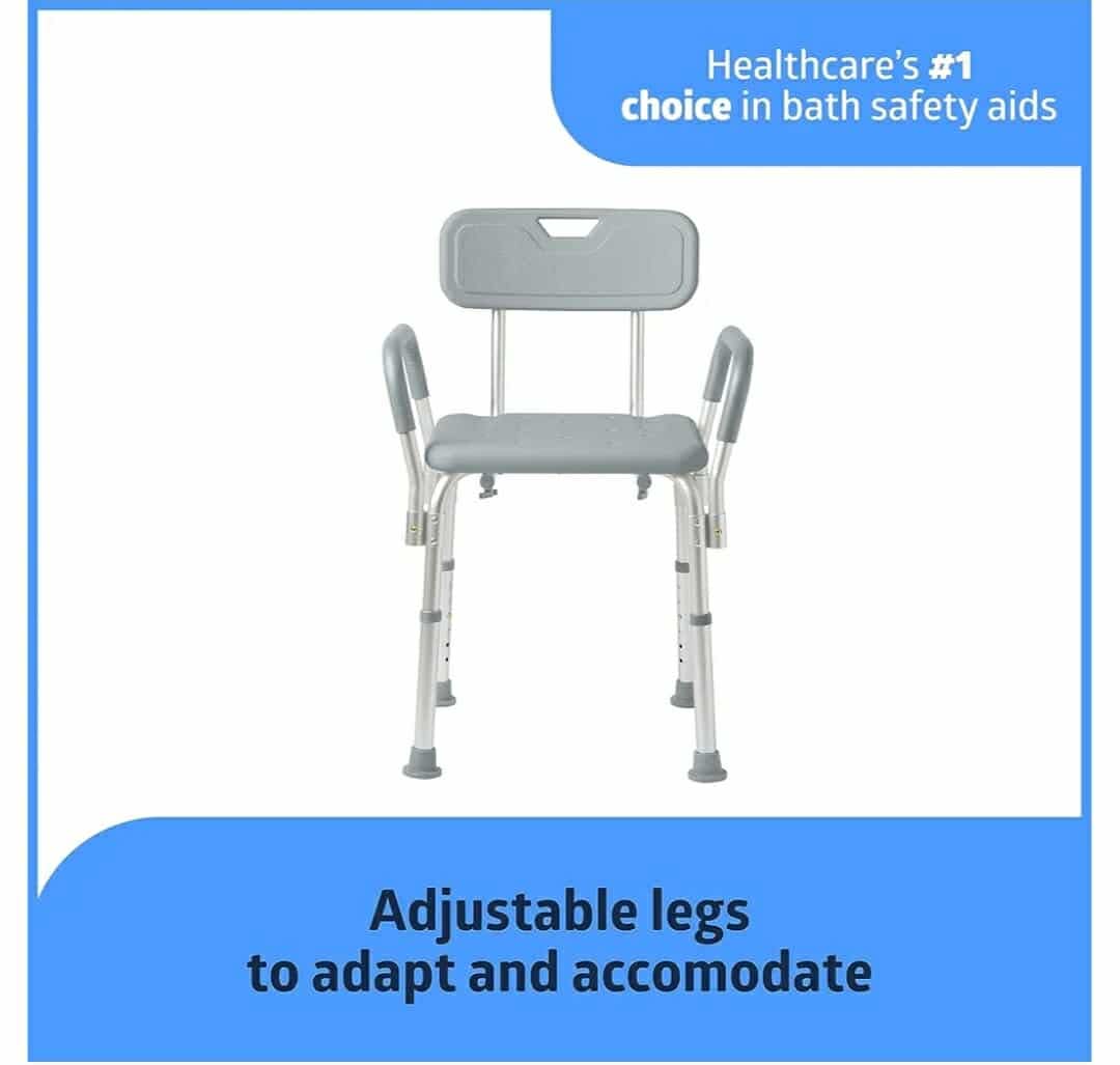 Shower Chair with Backrest and Padded Armrests - 350 lb - Image 6