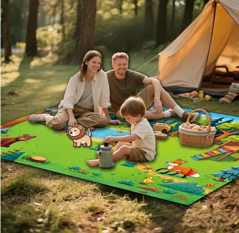 Thickened Extra Large Picnic Blanket, 70"x40" Waterproof Green Camping Mat for Beach, Park, Hiking - Foldable & Portable Outdoor Rug - Image 6