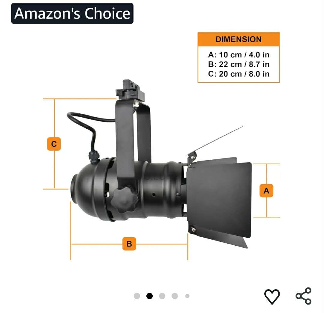TRK9000 Industrial Track Light Head with Barn Door Flippers, Theater Studio Track Lighting - Image 5
