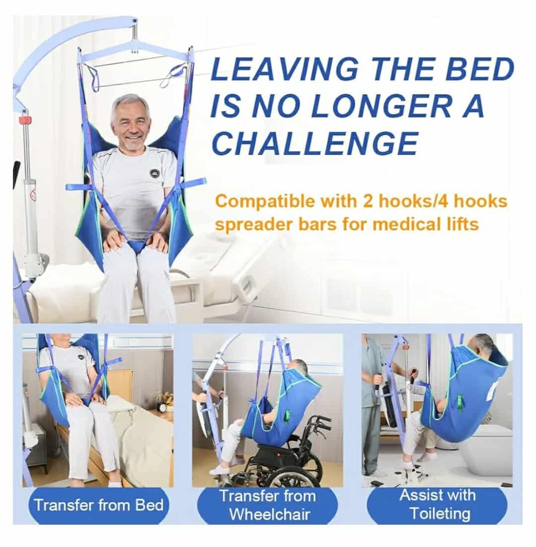 Universal Full Body Patient Lift Sling, Thickened Medical Sling for Transfer, Bed Positioning and Lifting, Transfer Sling for Elderly, Disabled, Bedridden- 500LBS (Blue, Large) - Image 9