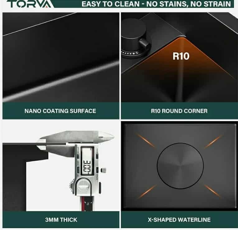 RV Kitchen Sink, 13 x 15 x 9 Inch Undermount Bar Sink Premium Stainless Steel Single Bowl Sink with Faucet, Cutting Board, Dark Grey - Image 9