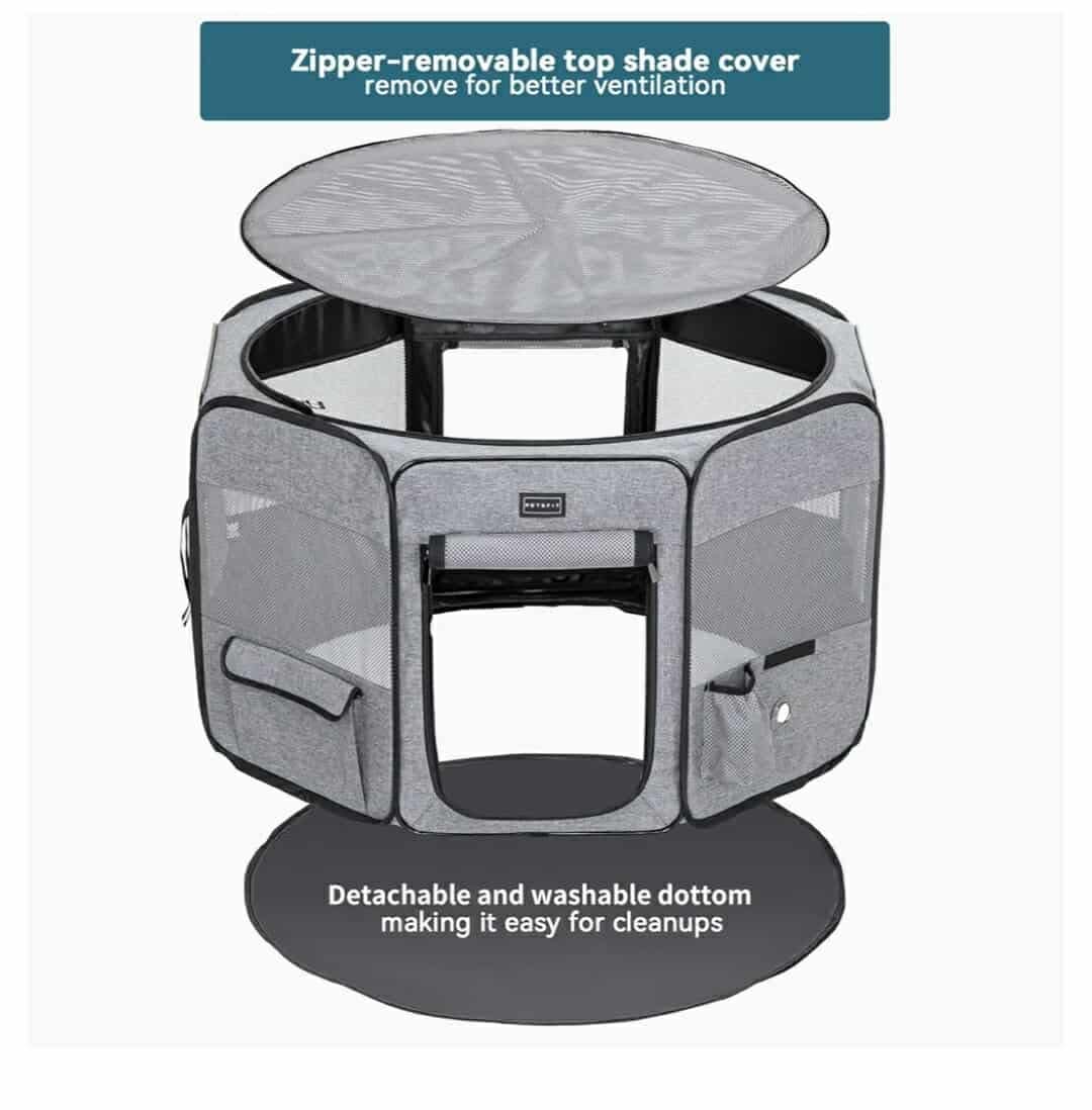 Portable Dog Playpen for Large Dogs Cats with Water Bottle Holder and Carrying 4 - Image 9
