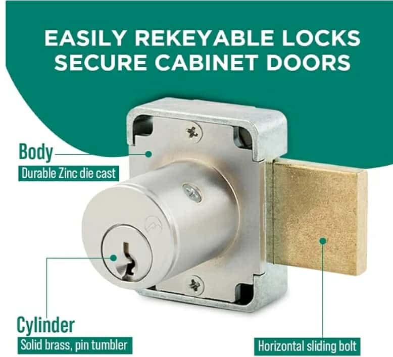 Deadbolt Lock | 7/8” Chrome Key US26D | NATL KA915 Easily Rekeyable Cabinet Door Lock, Keyed Alike | Grade 1 Door Locks with Keys - Image 4