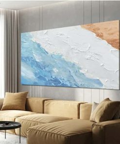 Large Modern Abstract Wall Art Prints White Blue Aesthetic Wall Art Artwork for Walls Home Office Wall Decor 29"X58"