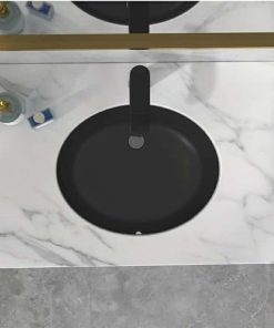 Sarlai Black Undermount Bathroom Sink - 19 x16 inch Oval Vessel Sink Under counter Lavatory Black Ceramic Vanity Sink