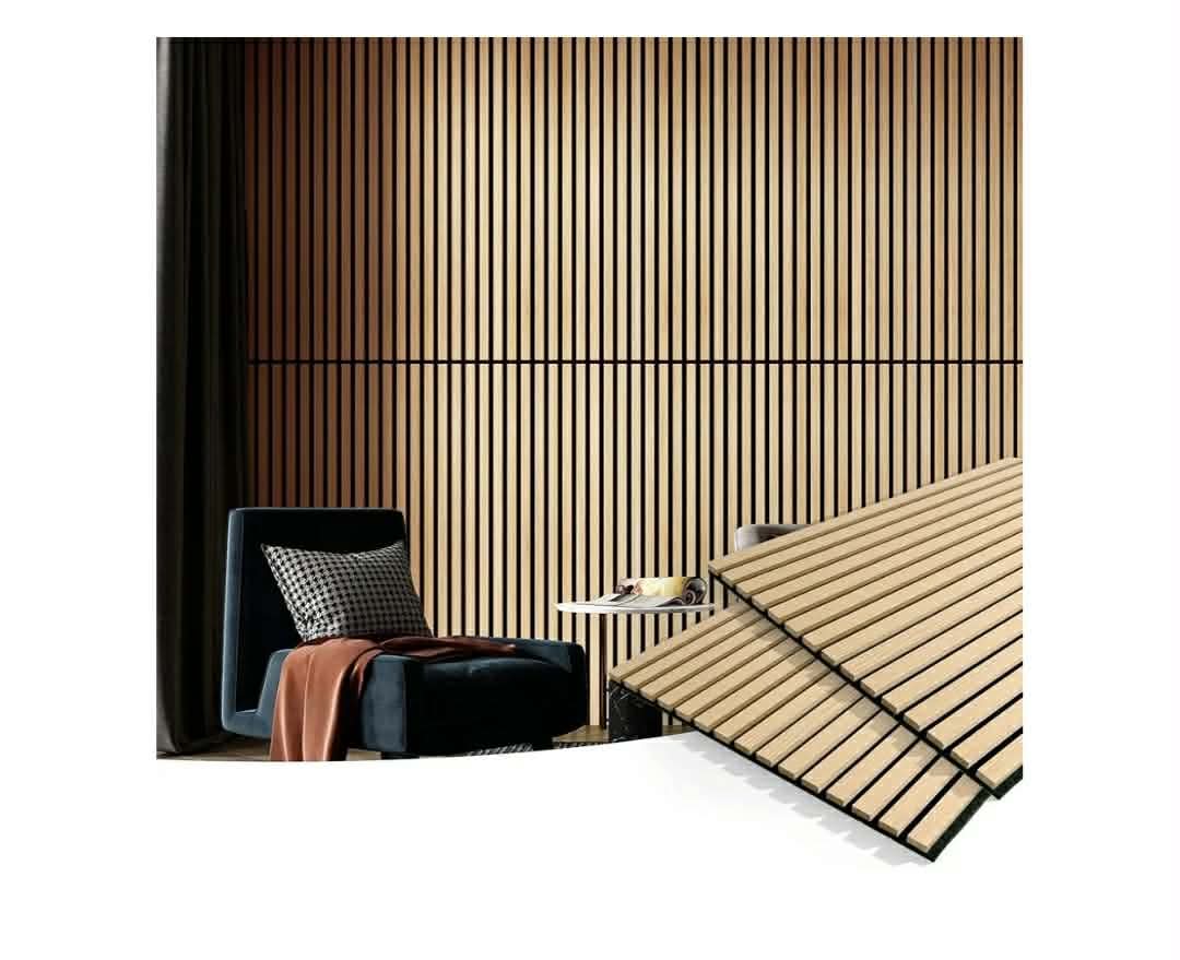 2 Wood Slat Acoustic Panels for Wall and Ceiling - 3D Fluted Sound Absorbing Panel with Wood Finish - Oak, 2pk - Image 10