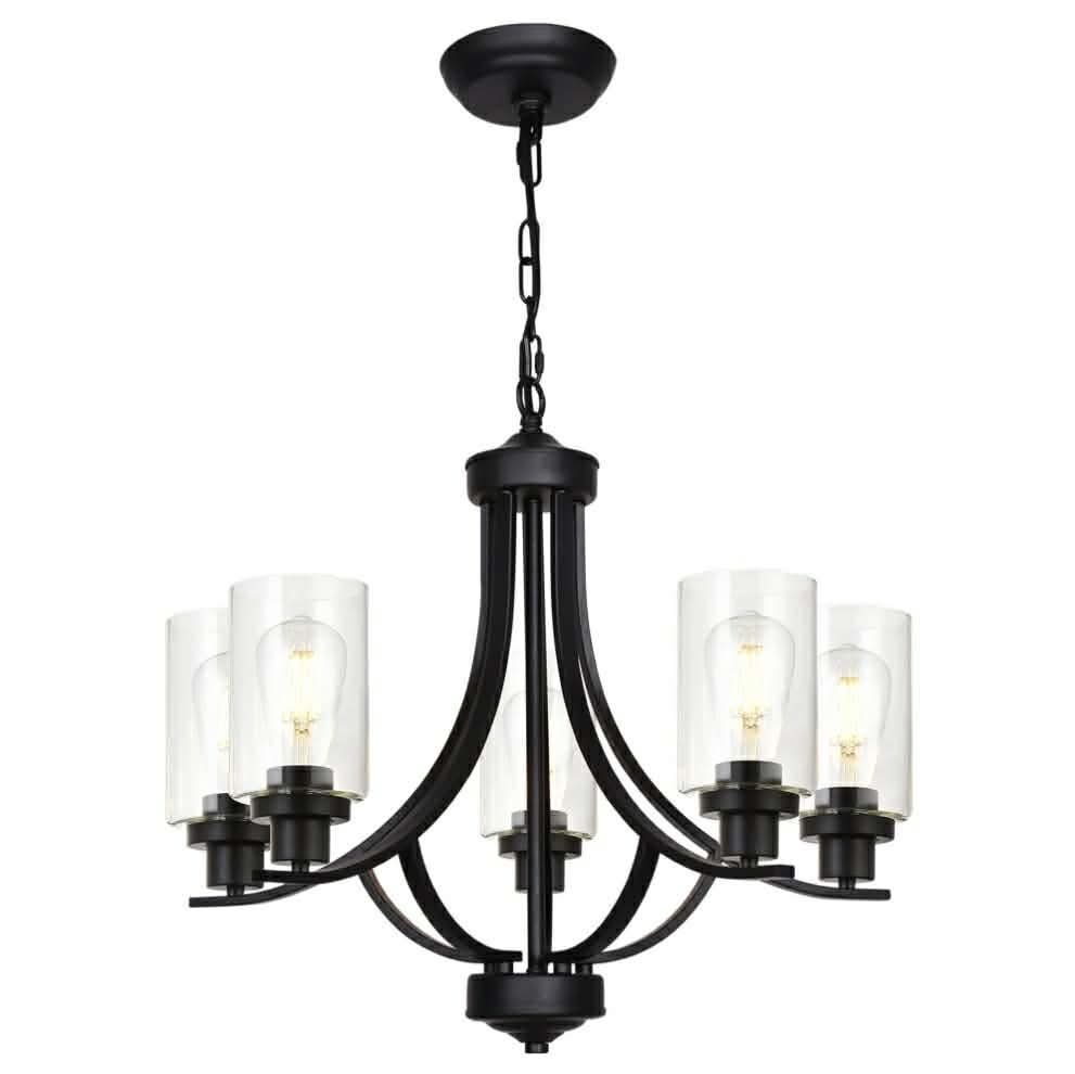 Farmhouse Chandelier Classic 22.6" Contemporary 5-Light Chandelier Lighting with Clear Glass Shade - Image 5