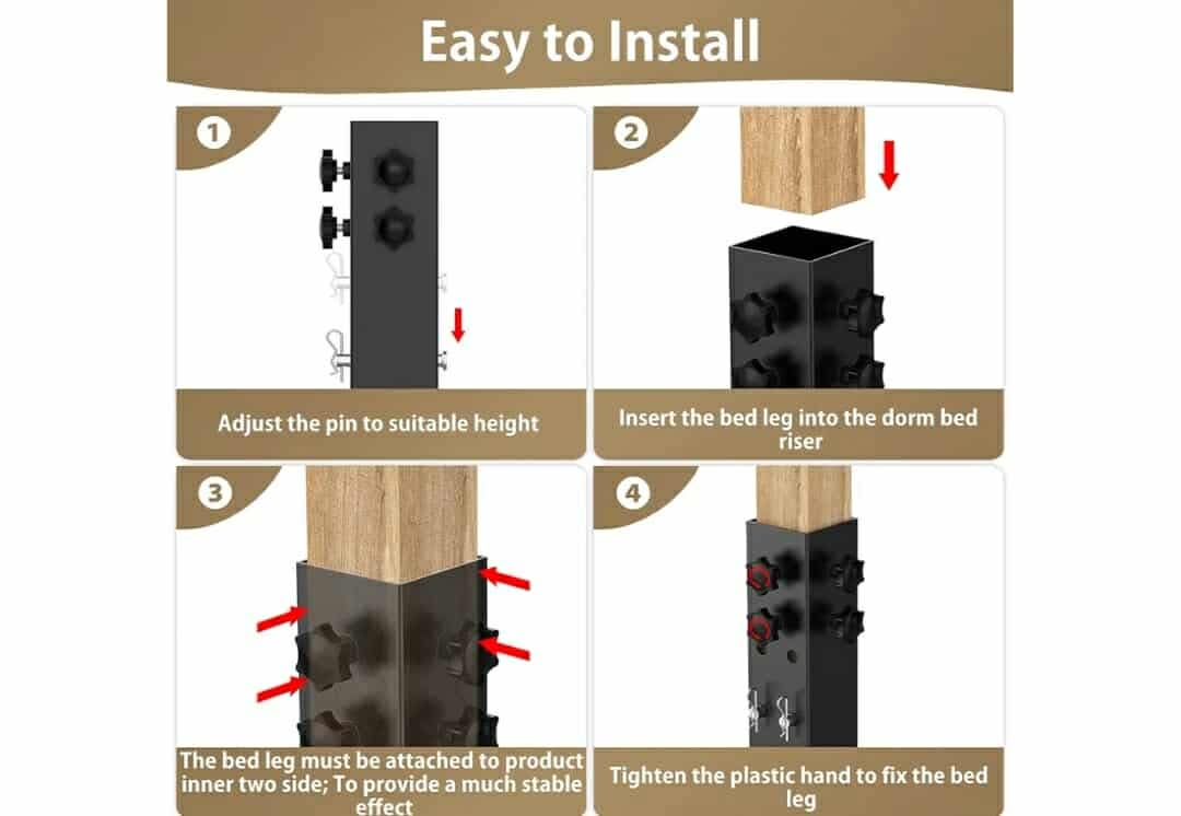 4 Pack Carbon Steel Dorm Bed Riser 3.15" Diameter Metal Bed Riser - Image 10