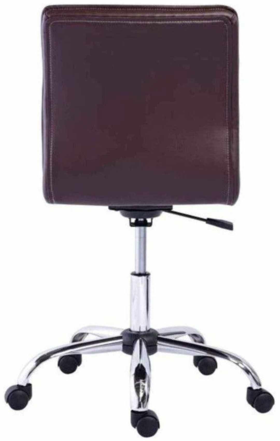 Modern Armless Office Desk Chair, Height Adjustable, 360-Degree Swivel, 275Lb Capacity, Brown/Chrome - Image 7
