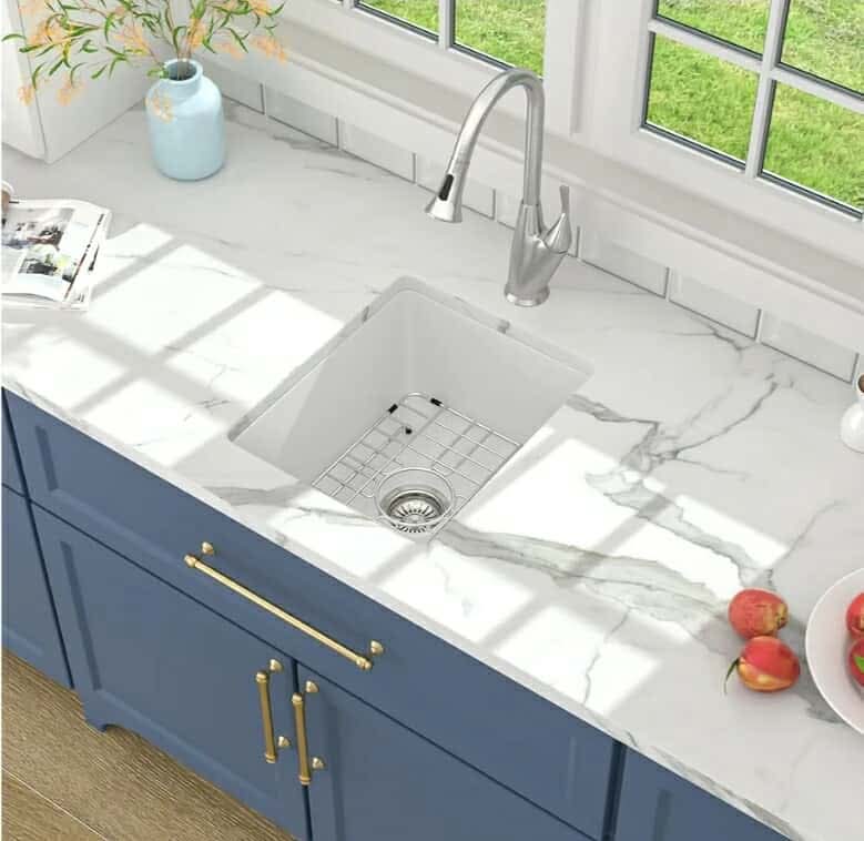Lordear Granite Composite White Bar Sink 15 x 18 Inch Undermount Kitchen RV Sinks Small Quartz Bar Sink - Image 10