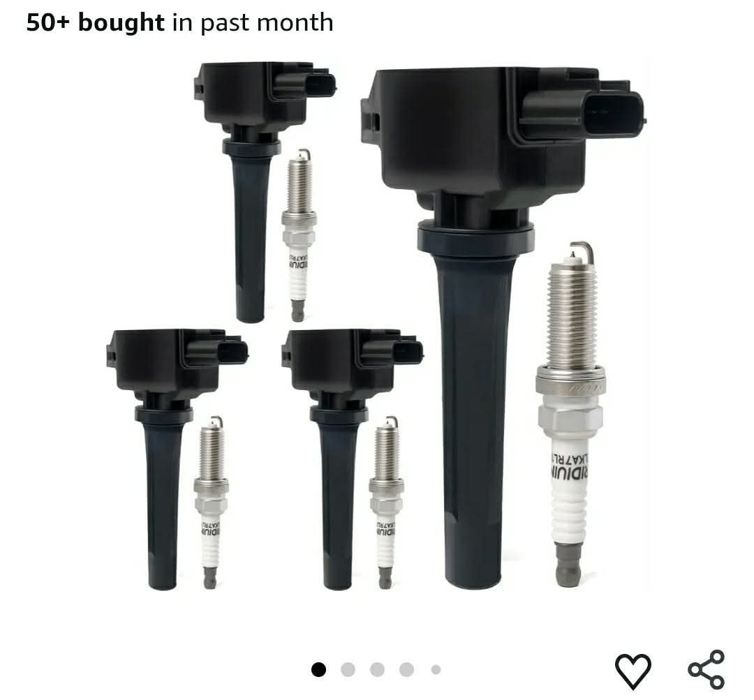 Set of 4 Ignition Coil Packs & Iridium Spark Plugs Compatible with 2.0L 2.5L 2012-2019 Mazda 3, 2016-2018 3 Sport, 2014-2017 Mazda 6, 2016-2020 CX-3, 2013-2018 CX-5, 2016-2018 MX-5 Miata Replace