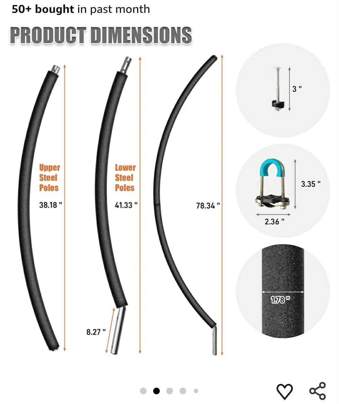2 PCS Trampoline Curved Poles, Universal Trampoline Replacement Enclosure Poles to Fit 8-16FT Curved Pole Frame - Image 10