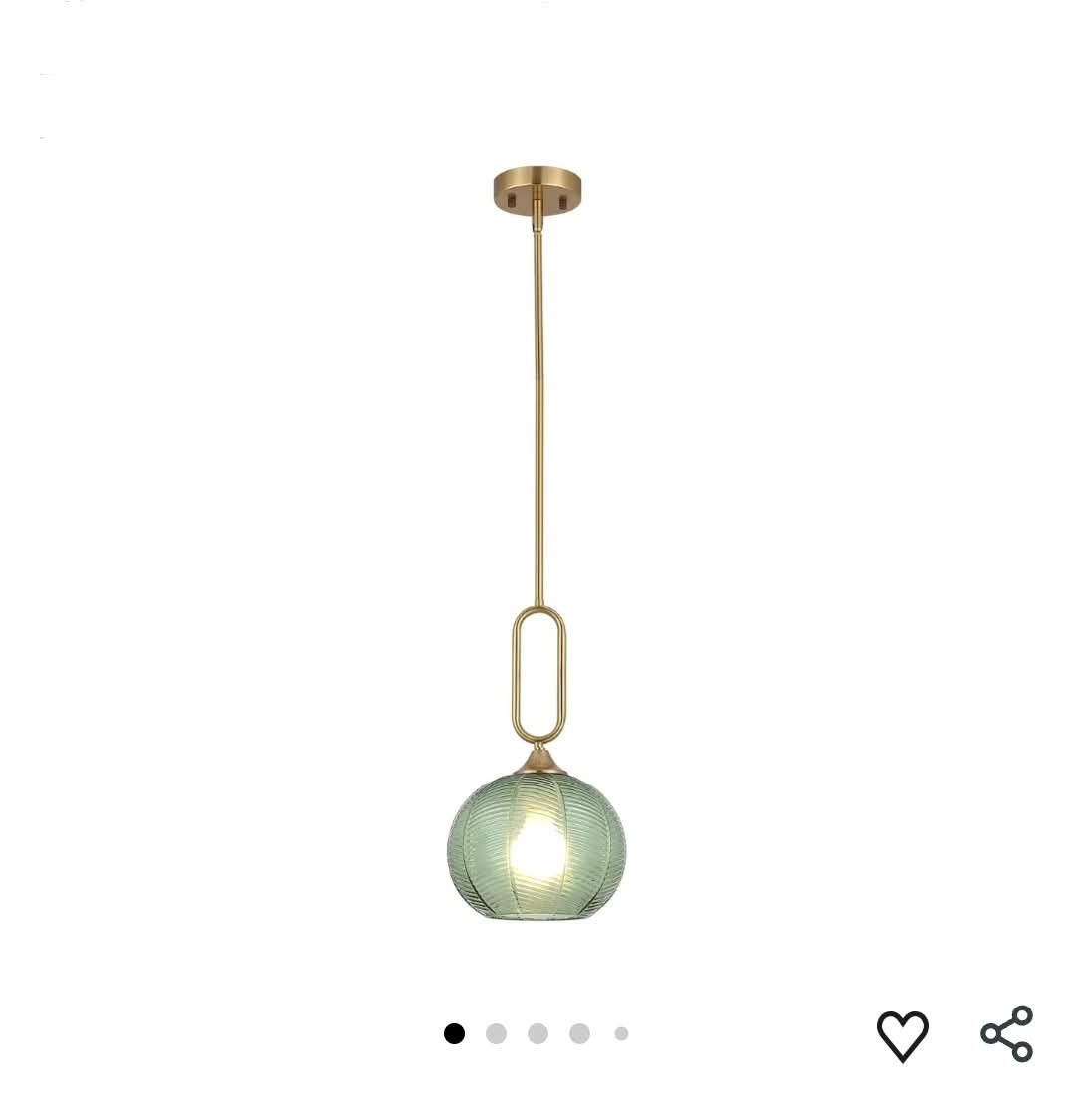 Green Glass Pendant Light Modern Globe Pendant Lighting Nordic Ribbed Gold Ceiling Hanging Chandelier with Brushed Brass Adjustable Rods Light Fixture