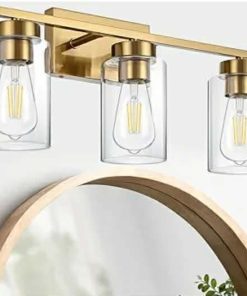 3-Light Bathroom Vanity Light, Modern Brushed Gold Wall Lights