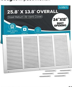 White Vent Cover Grill for Sidewall and Ceiling, HAVC Cold Air Return Vent Cover, Overall Size: 25.8"W X 13.8"H