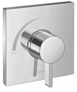Hansgrohe Ecostat Square Modern Pressure Balance Shower Valve Trim in Chrome, 15724001