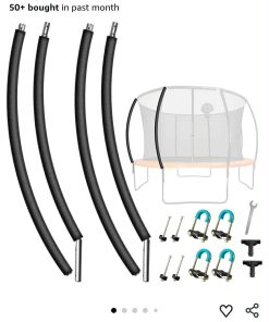 2 PCS Trampoline Curved Poles, Universal Trampoline Replacement Enclosure Poles to Fit 8-16FT Curved Pole Frame