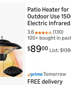 Alternative view of Patio Heater for Outdoor Use 1500W Electric Infrared Hanging Heater