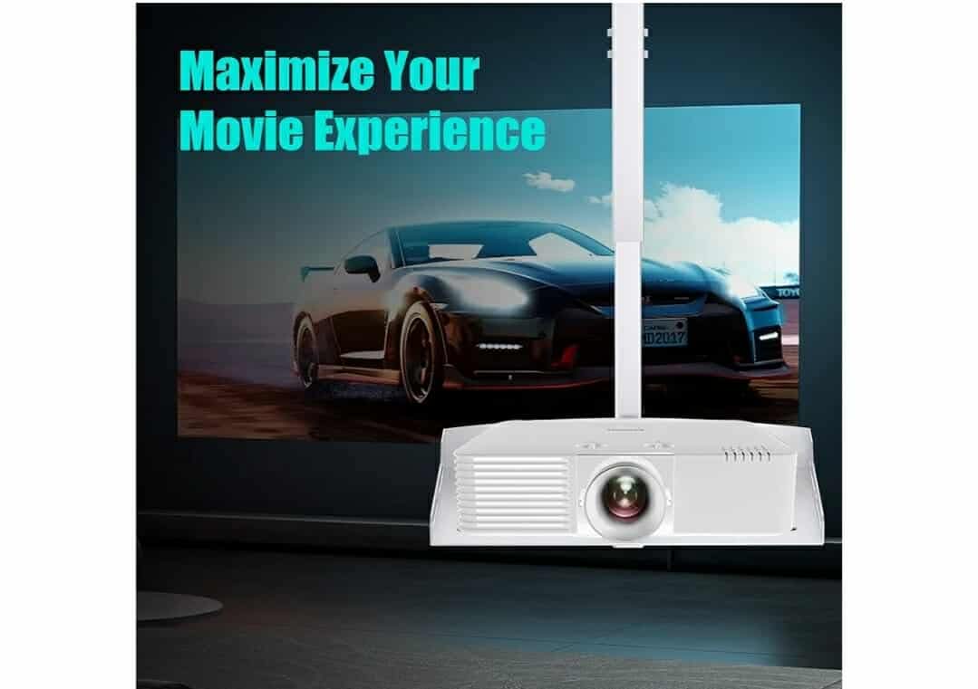 Universal Projector Ceiling Mount with Tray, Projector Mount Hidden Cable Routing, Height Adjustable up to 22.8 inches, Holds up to 11 lbs - White - Image 7