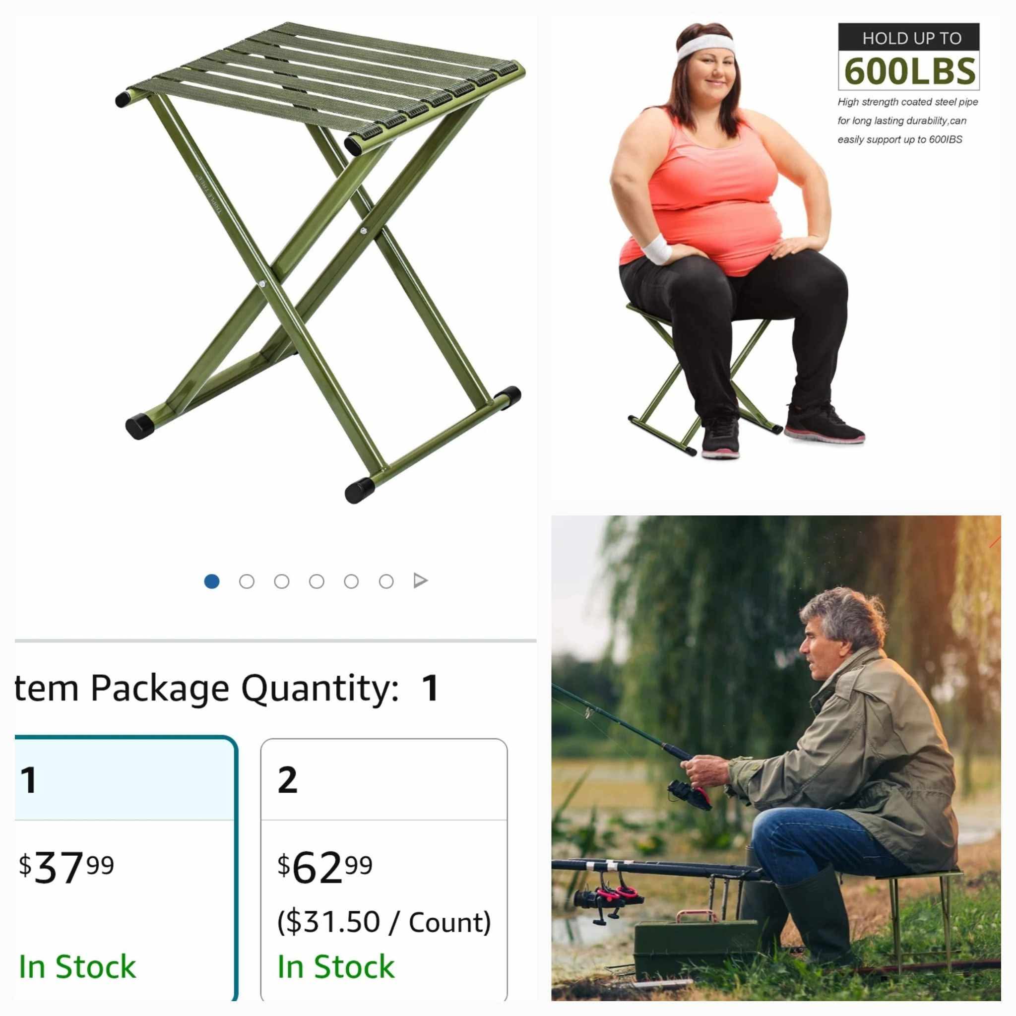 TRIPLE TREE Folding Stool 17.8" Height Heavy Duty Camping Stool Outdoor Portable Chair Hold up to 600 lbs - Image 9