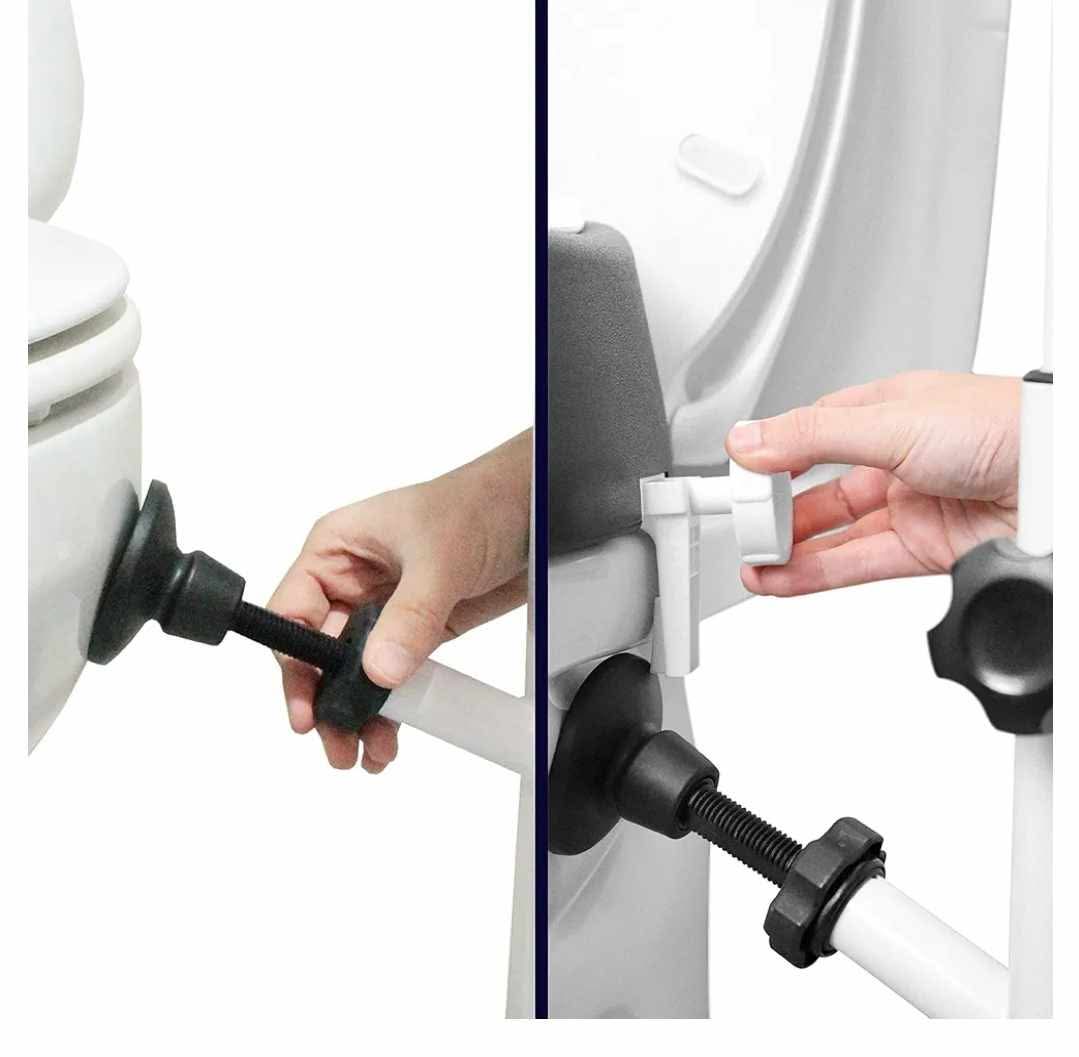 KMINA Toilet Safety Rails and Raised Toilet Seat, Heavy Duty Frame with Handles, Adjustable Height and Width, Handicap Grab Bars - Image 8