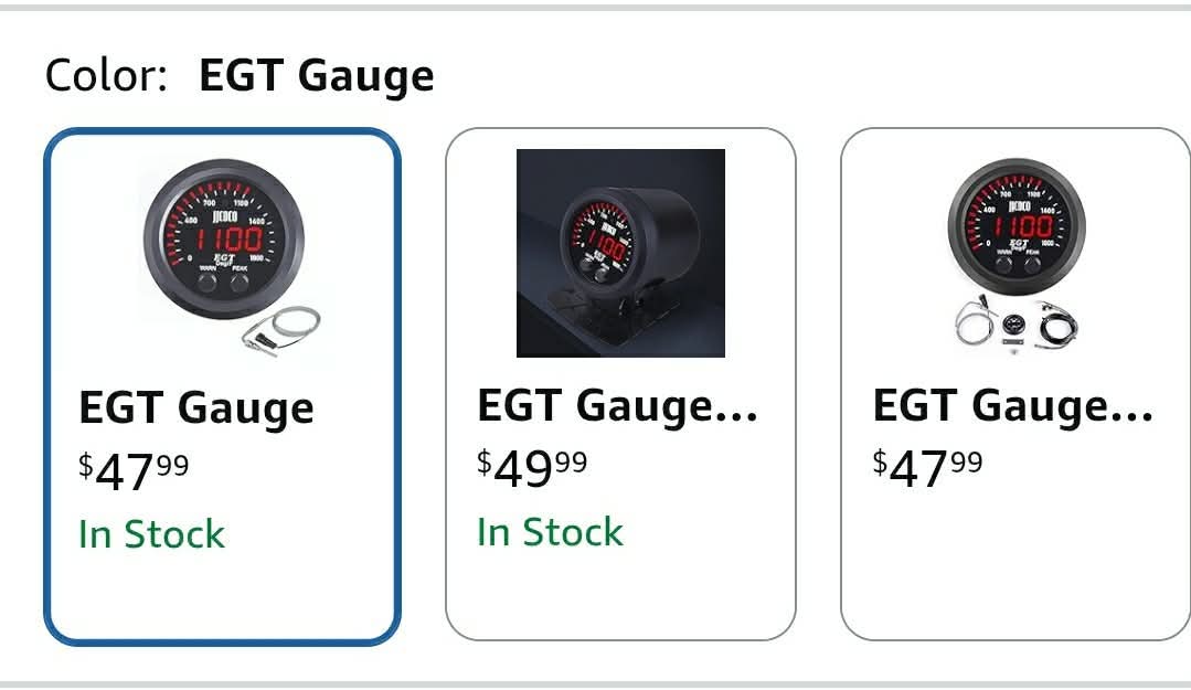 Exhaust Gas Temperature EGT Gauge Kit 2‑1/16in 52mm Ultra Thin 0‑1800℉ Red LED with Sensor and Dashboard Pod - Image 3
