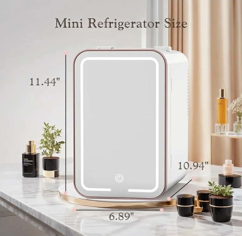 Mini Fridge for Bedroom, 6L Skincare Fridge with Dimmable LED Light Mirror - Image 6