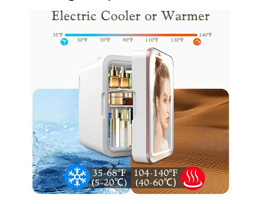Mini Fridge for Bedroom, 6L Skincare Fridge with Dimmable LED Light Mirror - Image 12