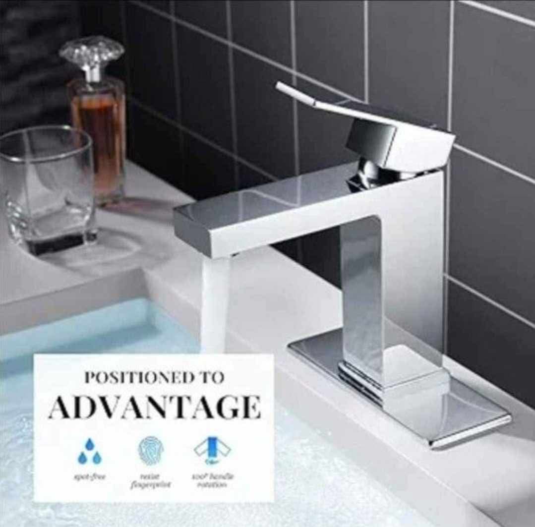 Modern Single Handle Bathroom Sink Faucet, Chrome - Image 8