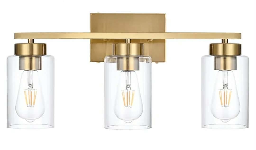 3-Light Bathroom Vanity Light, Modern Brushed Gold Wall Lights - Image 9