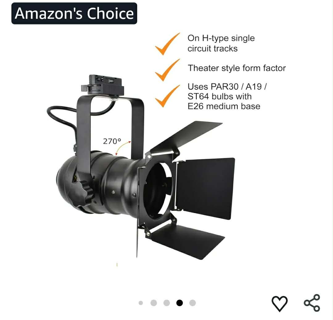 TRK9000 Industrial Track Light Head with Barn Door Flippers, Theater Studio Track Lighting - Image 7