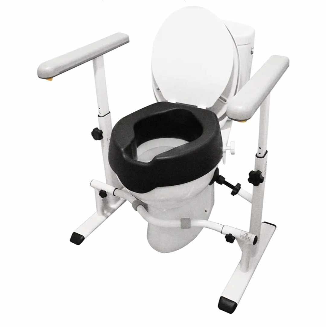 KMINA Toilet Safety Rails and Raised Toilet Seat, Heavy Duty Frame with Handles, Adjustable Height and Width, Handicap Grab Bars - Image 6
