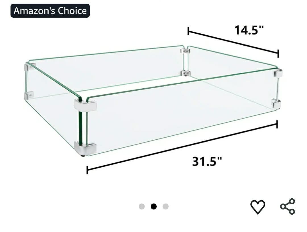 Fire Pit Wind Guard, 31.5"x14.5"x6" Glass Wind Guard for Fire Pit Square Table, Made of Clear Tempered Glass - Image 4