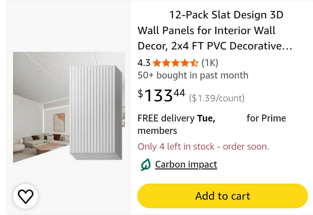 12-Pack Slat Design 3D Wall Panels for Interior Wall Decor, 2x4 FT PVC Decorative Drop Ceiling Tiles - White - Image 2