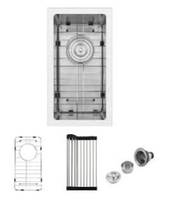 Small Kitchen Sinks Undermount Stainless Steel Wet Bar Sink 16 Gauge Single Bowl with Accessories, High-end Handmade Basin for RV Outdoor (Stainless, 10"x18"x8")