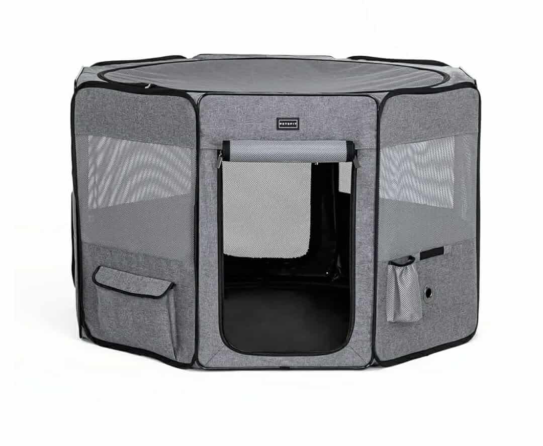 Portable Dog Playpen for Large Dogs Cats with Water Bottle Holder and Carrying 4
