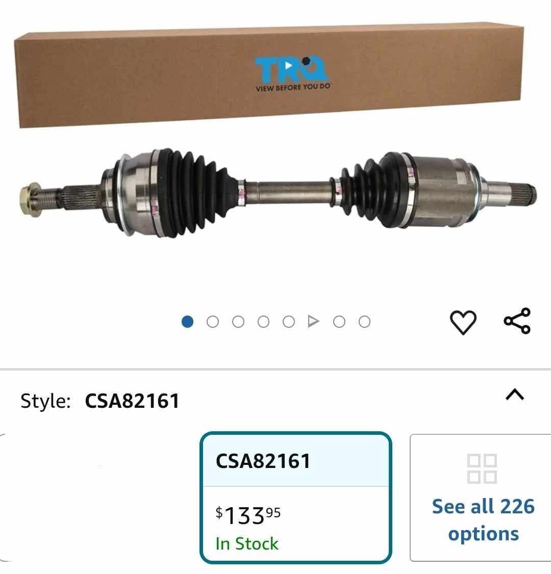 TRQ Front Driver or Passenger Side CV Axle Assembly Neoprene