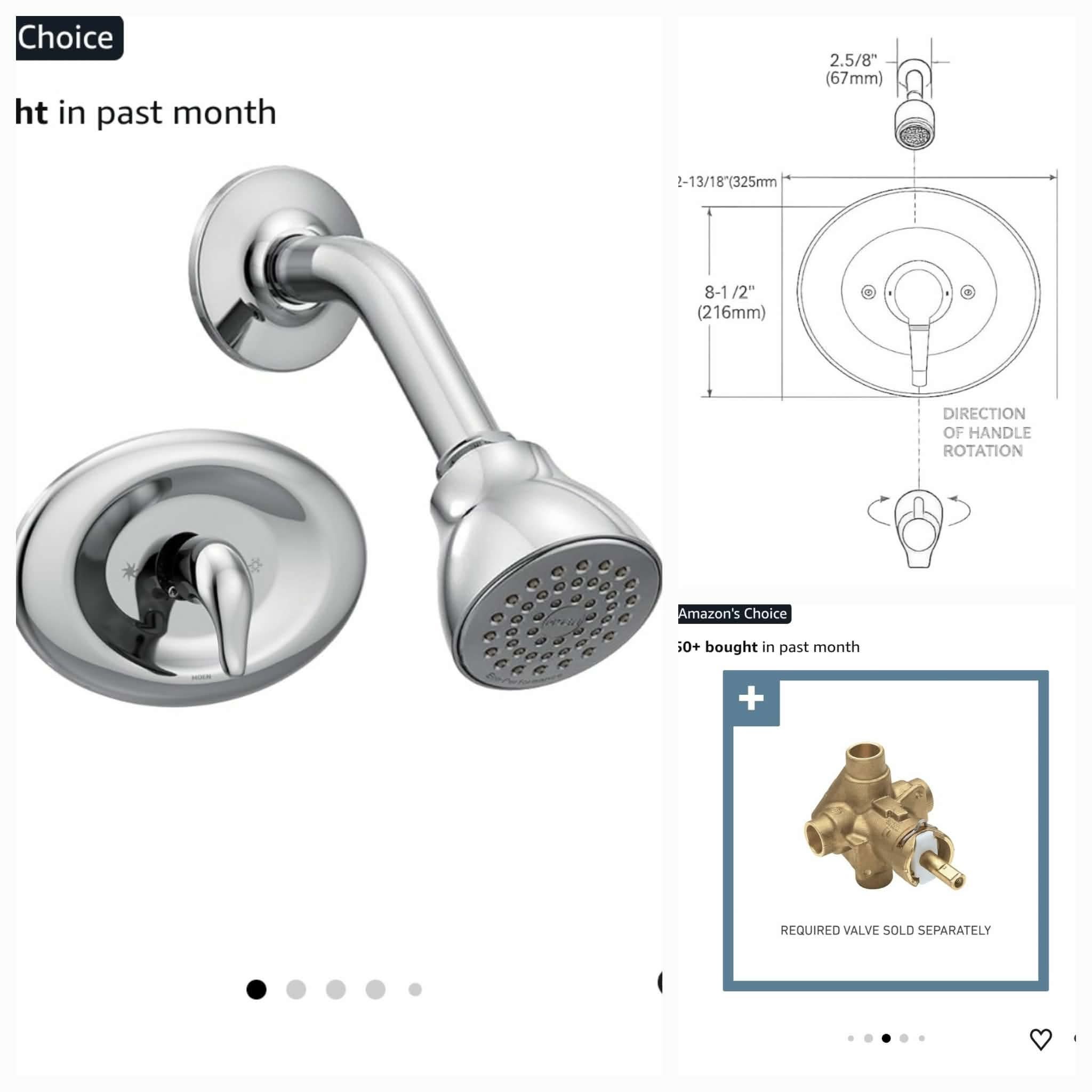 Moen TL2369EP Chateau Single-Handle Posi-Temp Eco-Performance Tub and Shower Trim Kit, Valve Required, Chrome, Showerhead, Lever Handle - Image 5