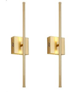 Set of Two, Dimmable Hardwired Wall Sconces, 350° Rotate, LED Matte Gold Wall Light Fixtures, 3000K Warm Light Wall Lamp, 20.4 Inch (2 Pack)