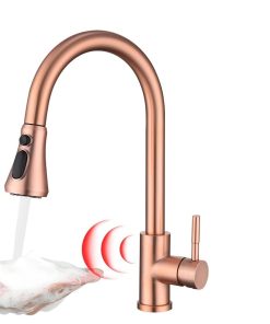 Touchless Kitchen Faucet with Pull Down Sprayer, Red Copper Motion Sensor Kitchen Sink Faucet Single Hole, Spot Resist Stainless Steel Single Handle Commercial Modern Faucet