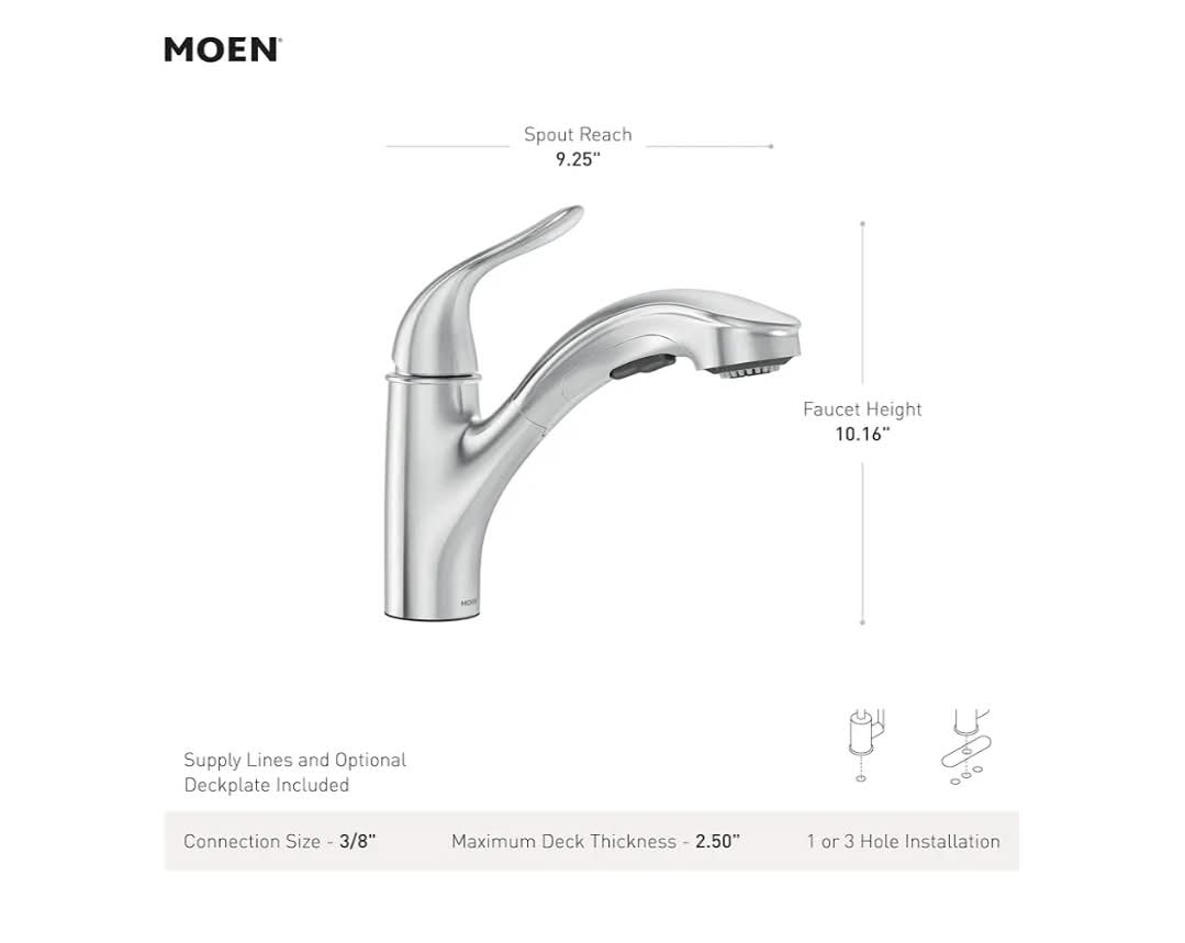 Moen Brecklyn Mediterranean Bronze Single-Handle Pull-Out Sprayer Kitchen Sink Faucet with Power Clean - Image 12